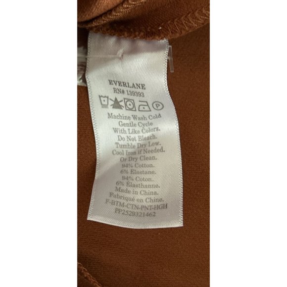 EVERLANE Size 4 Pants Cotton Brown Brick Color Zipper Tapered Leg - Picture 7 of 10
